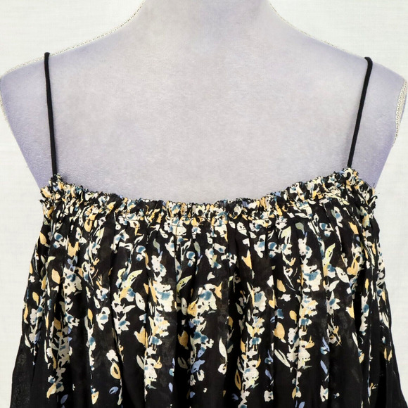 Intimately Free People Top Womens Small Black Floral Babydoll Blouse All Cotton - Picture 12 of 13